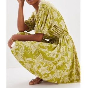 Anthropologie Green Paisley Mini Dress